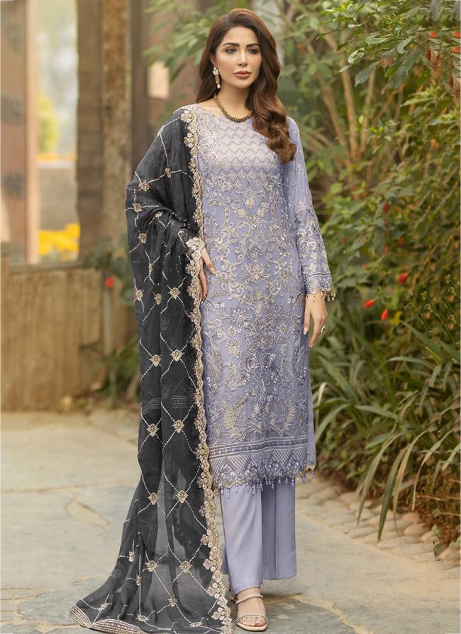 Faux Georgette Lilac Festival Wear Embroidery Work Pakistani Suit